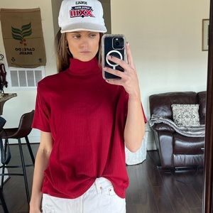 Red Ribbed Turtleneck